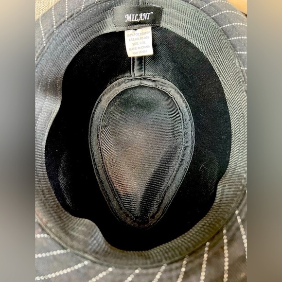 H008. Milani Pinstripe Style Fedora Hat with Matching Band L/XL - Picture 6 of 6